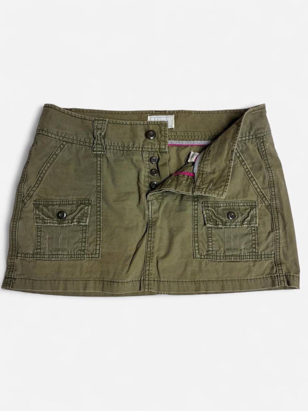 Y2k VTG American Eagle Mini Skirt Sz 8 Olive Green Cargo Low Rise 00's It Girl - Picture 4 of 8